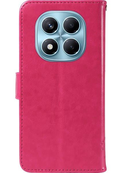 Xiaomi Redmi Note 14 Pro 4g Standlı Kedi Ağacı Desenli Deri Cüzdan Mobil Kapak-Gül (Yurt Dışından)