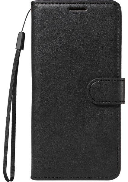 Xiaomi Redmi Note 14 Pro 4g Deri Askılı Düz ​​renk Telefon Standı Kapağı-Balck Için (Yurt Dışından)