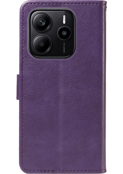 Xiaomi Redmi Note 14 4g (163.25X76.55X8.16MM) Kılıf Düz Renk Deri Mobil Kapak Cüzdan Askılı Standı-Mor (Yurt Dışından) modelleri