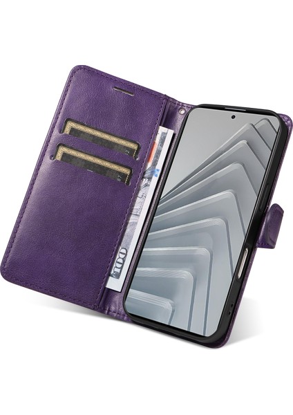 Xiaomi Redmi Note 14 4g (163.25X76.55X8.16MM) Kılıf Düz Renk Deri Mobil Kapak Cüzdan Askılı Standı-Mor (Yurt Dışından) indirimleri