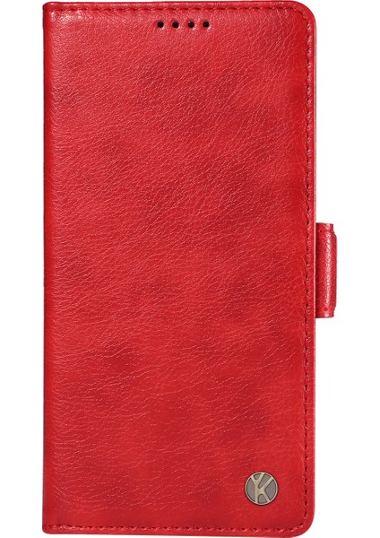 Xiaomi Redmi Için Not 14 4g (163.25X76.55X8.16MM) Kılıf Yıkatu YK-007 Litchi Doku Pu Deri Cüzdan Telefon Kapağı-Kırmızı (Yurt Dışından)