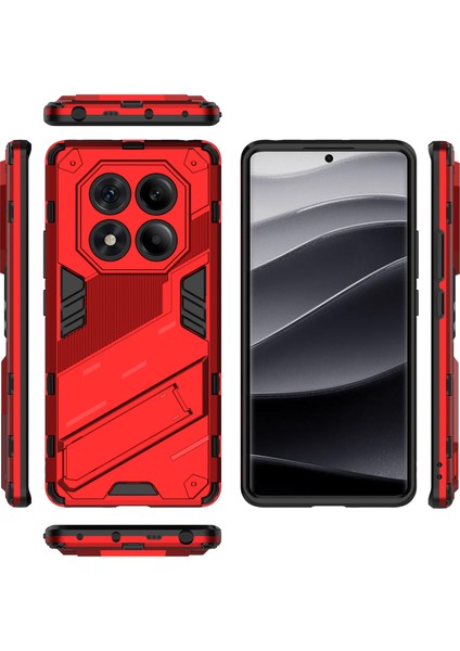 Xiaomi Redmi Note 14 Pro 4g Kılıf Pc+Tpu Kickstand-Kırmızı ile Darbeye Dayanıklı (Yurt Dışından)
