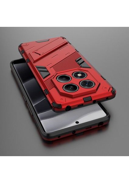 Xiaomi Redmi Note 14 Pro 4g Kılıf Pc+Tpu Kickstand-Kırmızı ile Darbeye Dayanıklı (Yurt Dışından)
