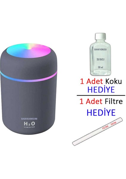 H2O Humidifier Hava Nemlendirici Oda Araç Ortam Nemlendirici Işıklı 3 Farklı Renk Buhar Makinesi