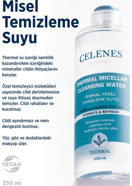 Nemlendirici ve Canlandırıcı Thermal Misel Temizleme Suyu Kuru ve Hassas Ciltler 250 ml