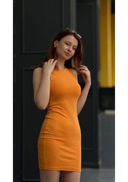 Orange Mini Basic Elbise