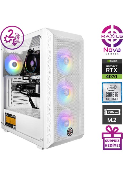 Nova G2 I5 4070-14FF001 I5-14400F 16GB 512SSD RTX4070 Freedos Gaming Masaüstü Bilgisayar