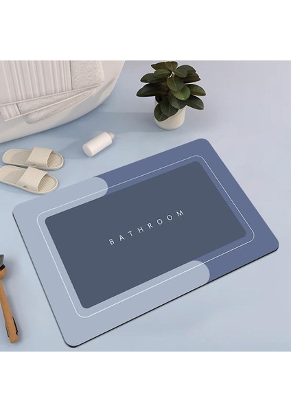 Paspası-Kaymaz Tabanlı-Süper Emici Banyo Paspası-Abdest Paspası-Kare (MAVİ)(NKS128M)