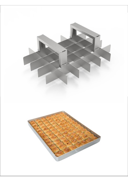 Baklava Dilimleme Bıçağı Paslanmaz Çelik Baklava Dilimi Iz Çıkarma Bıçağı, 30X40 Tepsi 5x6 Dilim modelleri