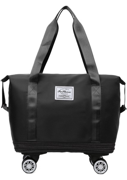 Tekerlekli Büyük Kapasiteli Seyahat Çantası Islak ve Kuru Çıkarılabilir Katlanabilir Unisex (Yurt Dışından)