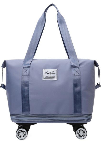 Tekerlekli Büyük Kapasiteli Seyahat Çantası Islak ve Kuru Çıkarılabilir Katlanabilir Unisex (Yurt Dışından)
