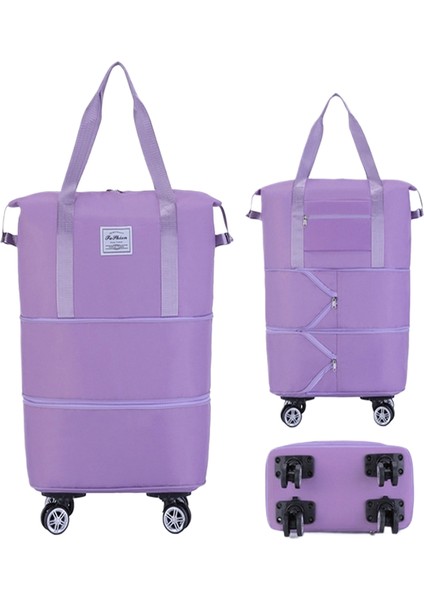 Tekerlekli Büyük Kapasiteli Seyahat Çantası Islak ve Kuru Çıkarılabilir Katlanabilir Unisex (Yurt Dışından)