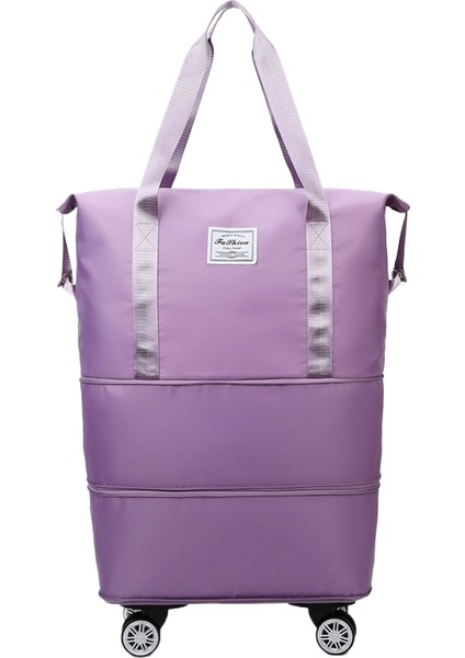 Tekerlekli Büyük Kapasiteli Seyahat Çantası Islak ve Kuru Çıkarılabilir Katlanabilir Unisex (Yurt Dışından)