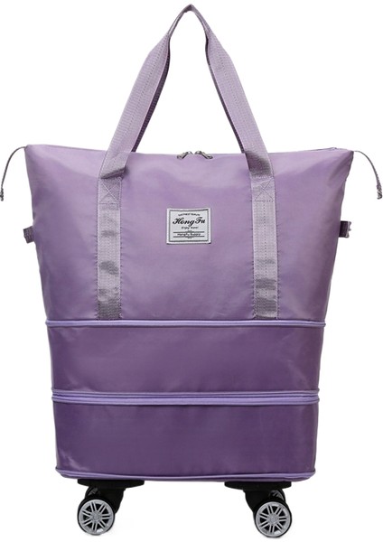 Tekerlekli Büyük Kapasiteli Seyahat Çantası Islak ve Kuru Çıkarılabilir Katlanabilir Unisex (Yurt Dışından)