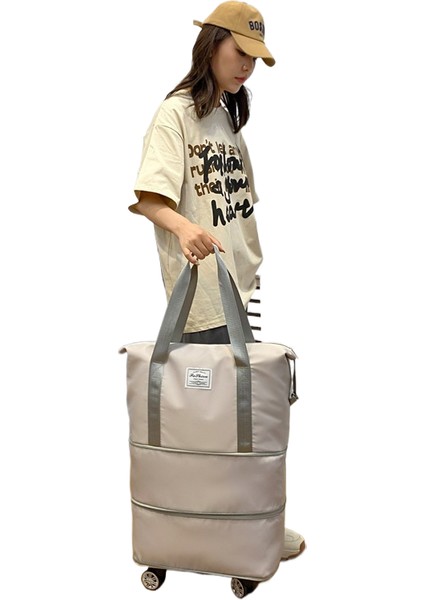 Tekerlekli Büyük Kapasiteli Seyahat Çantası Islak ve Kuru Çıkarılabilir Katlanabilir Unisex (Yurt Dışından)