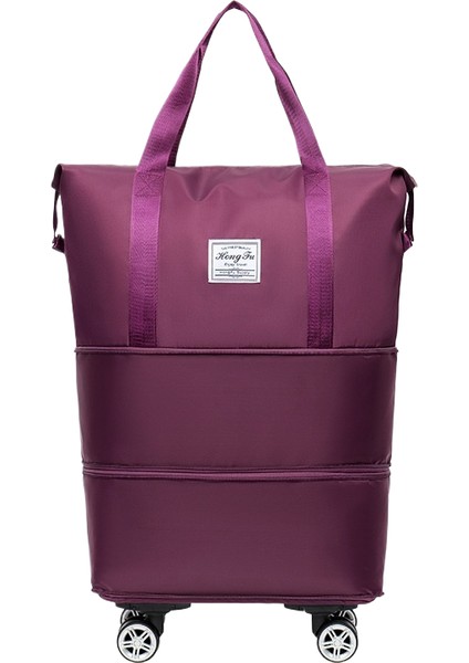 Tekerlekli Büyük Kapasiteli Seyahat Çantası Islak ve Kuru Çıkarılabilir Katlanabilir Unisex (Yurt Dışından)