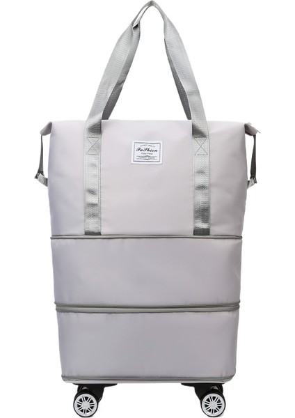 Tekerlekli Büyük Kapasiteli Seyahat Çantası Islak ve Kuru Çıkarılabilir Katlanabilir Unisex (Yurt Dışından)