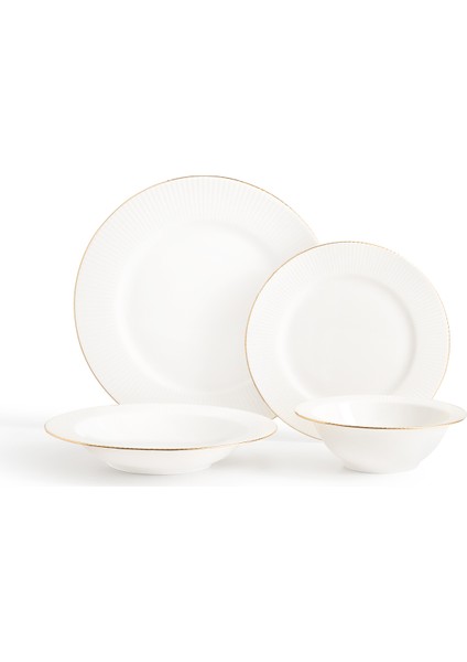 Grace 6 Kişilik 24 Parça Yemek Takımı - Beyaz/gold