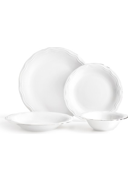 Viola 6 Kişilik 24 Parça Yemek Takımı - Beyaz/silver