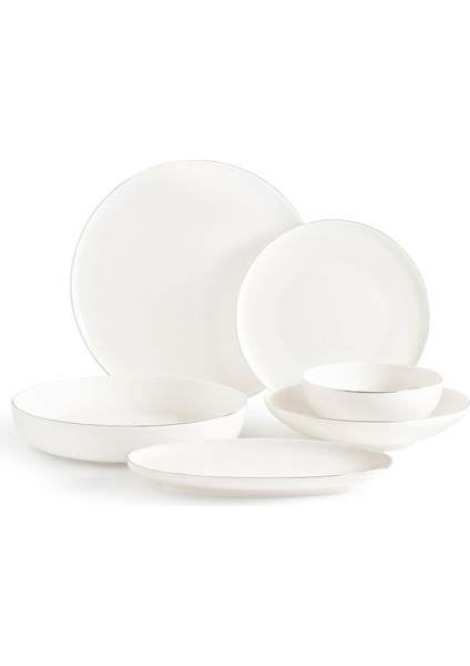 Mirage 6 Kişilik 27 Parça Yemek Takımı - Beyaz/silver