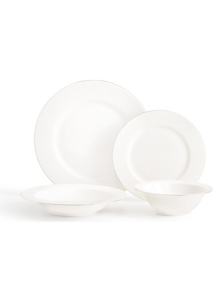 Grace 6 Kişilik 24 Parça Yemek Takımı - Beyaz/silver