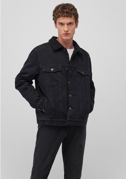 Zander Classic Denim Siyah Suni Kürklü Jean Ceket 0111214-89117 fiyatları