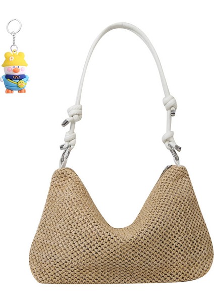 El Dokuma Çanta Kadın Moda Hasır Tote Çanta Çok Yönlü Büyük Kapasiteli Omuz Çanta Kadın (Yurt Dışından)