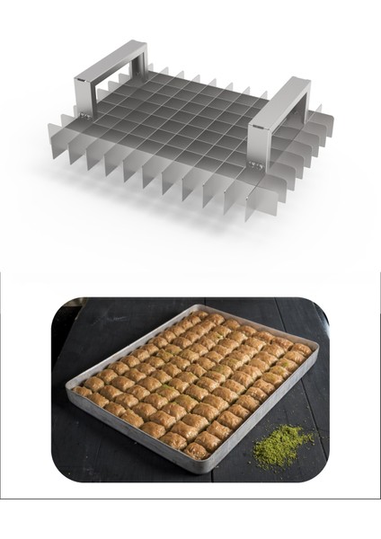 Baklava Dilimleme Bıçağı Paslanmaz Çelik Baklava Dilimi Iz Çıkarma Bıçağı, 35X45 Tepsi 9X12 Dilim
