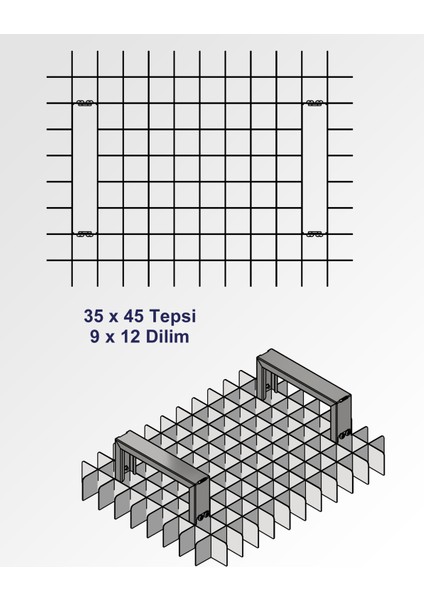 Baklava Dilimleme Bıçağı Paslanmaz Çelik Baklava Dilimi Iz Çıkarma Bıçağı, 35X45 Tepsi 9X12 Dilim fiyatları
