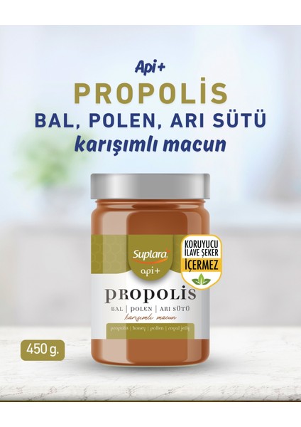 Api Plus Propolis, Bal, Polen, Arı Sütü Karışımlı Macun 450 gr
