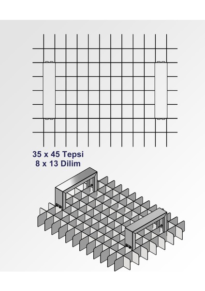 Baklava Dilimleme Bıçağı Paslanmaz Çelik Baklava Dilimi Iz Çıkarma Bıçağı, 35X45 Tepsi 8X13 Dilim modelleri