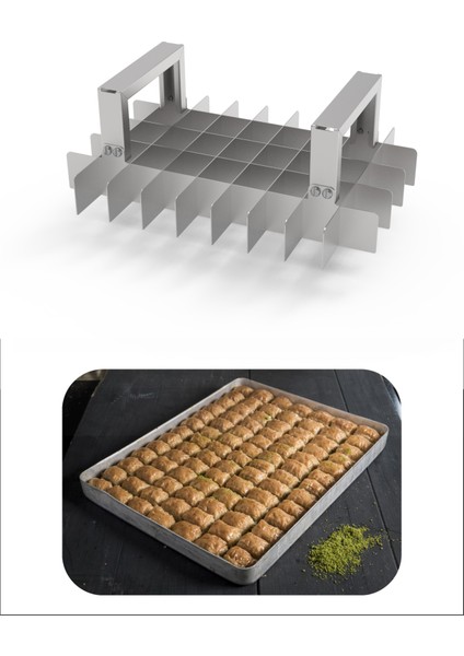 Baklava Dilimleme Bıçağı Paslanmaz Çelik Baklava Dilimi Iz Çıkarma Bıçağı, 25X35 Tepsi 9x5 Dilim