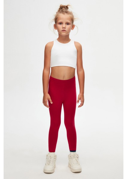 Kırmızı Basic Kız Çocuk Yazlık Tayt