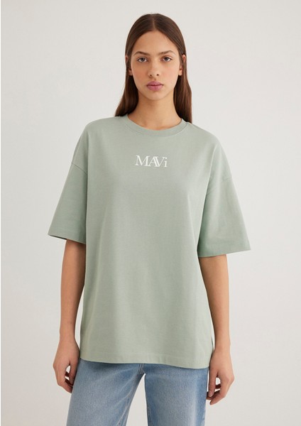 Mavi Logo Baskılı Yeşil Tişört 1611593-71787 fırsatları