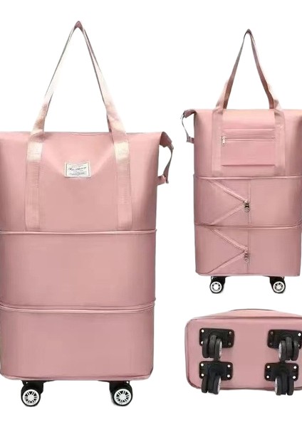 Tekerlekli Büyük Kapasiteli Seyahat Çantası Islak ve Kuru Çıkarılabilir Katlanabilir Unisex (Yurt Dışından)