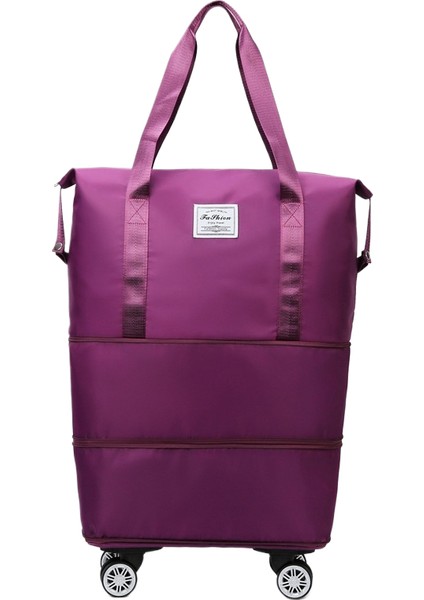 Tekerlekli Büyük Kapasiteli Seyahat Çantası Islak ve Kuru Çıkarılabilir Katlanabilir Unisex (Yurt Dışından)