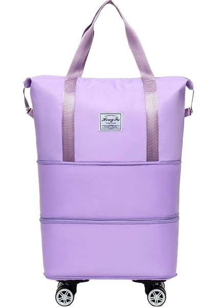 Tekerlekli Büyük Kapasiteli Seyahat Çantası Islak ve Kuru Çıkarılabilir Katlanabilir Unisex (Yurt Dışından)