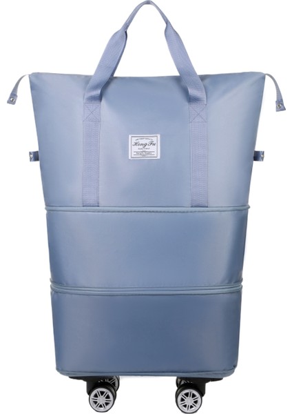 Tekerlekli Büyük Kapasiteli Seyahat Çantası Islak ve Kuru Çıkarılabilir Katlanabilir Unisex (Yurt Dışından)