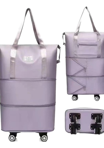 Tekerlekli Büyük Kapasiteli Seyahat Çantası Islak ve Kuru Çıkarılabilir Katlanabilir Unisex (Yurt Dışından)