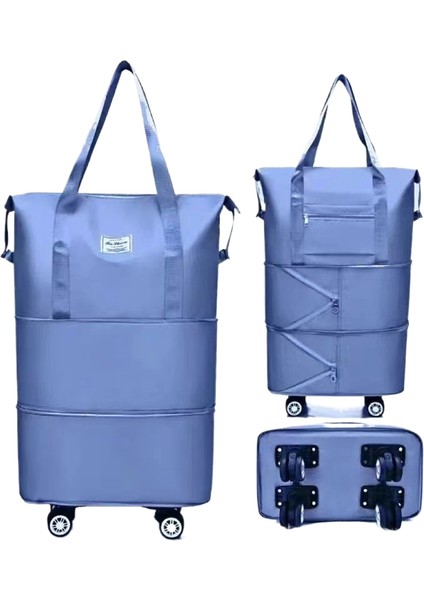 Tekerlekli Büyük Kapasiteli Seyahat Çantası Islak ve Kuru Çıkarılabilir Katlanabilir Unisex (Yurt Dışından)