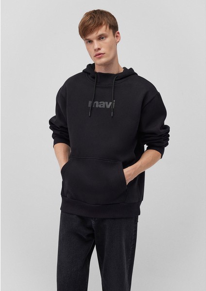 Baskılı Kapüşonlu Siyah Sweatshirt 0610960-900 fiyatları