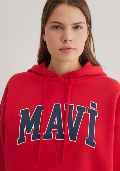 Mavi Logo Baskılı Kapüşonlu Kırmızı Sweatshirt 1600361-82054 indirimleri