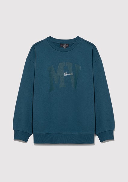 Mv Logo Baskılı Kapüşonlu Yeşil Sweatshirt6S10054-70754