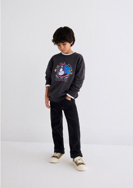 M6S10091-70087 Erkek Çocuk Sonıc Baskılı Sweatshirt