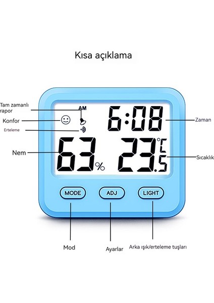 Kapalı Masa Üstü Manyetik Çekim Arka Işık Yüksek Hassasiyetli Dijital Ekran Termometre (Yurt Dışından)
