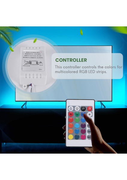 LED Rgb Kontrol Cihazı Kontrolü Ir Fb 24 Tuş Beyaz 12V (Yurt Dışından)