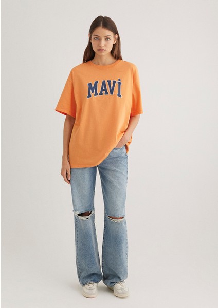Mavi Logo Baskılı Turuncu Tişört 1600843-71407