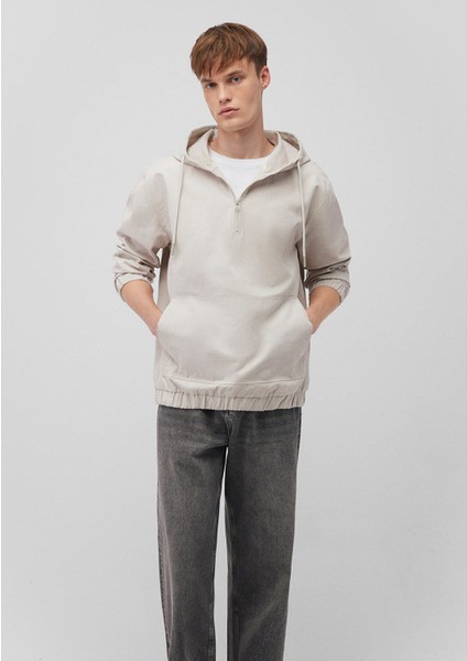 Kapüşonlu Bej Sweatshirt 0210709-70134