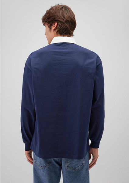 Logo Baskılı Lacivert Polo Sweatshirt 0S10172-70497