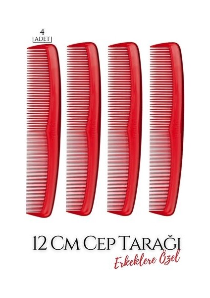 12 cm Erkek Cep Tarağı 4 Adet